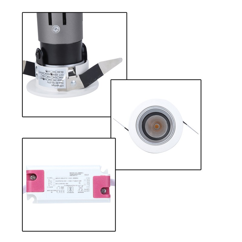 AC100-277V 7W Warm White LED Recessed Lamp Ceiling Light Downlight