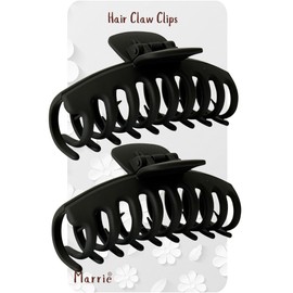 Marrie Large Hair Claw Clips for Thick Hair Nonslip Jumbo Hair Clamp Strong Big Hold Jaws Hair Styling Accessories for Women Girls Size 4.3 Inches (Matt Black)