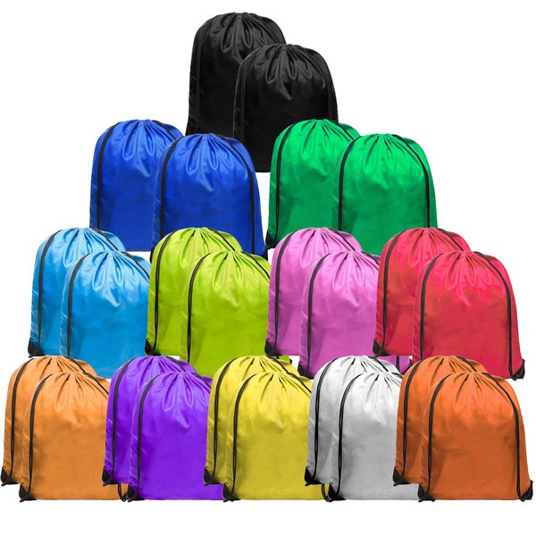 48 Packs Drawstring Backpack for Kids Nylon Backpack Lightweight Draw String Sports Bags in Bulk Gym Cinch Sack for Girls Boys Heavy-duty Plain Goodie Bags for Sports, Soccer, Track Team, Blessing Bags for Homeless