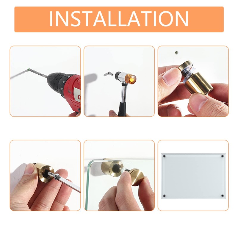 Bonsicoky 12 Sets Golden Stainless Steel Standoff Screws, Wall Mounting