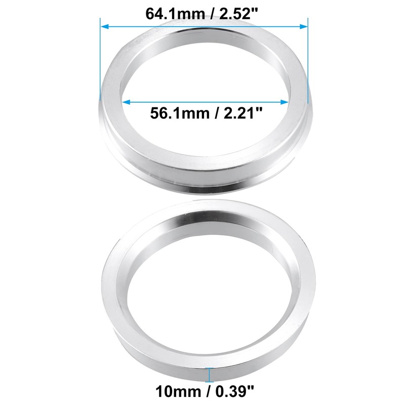 ACROPIX 56.1mm to 64.1mm Universal Car Hub Centric Rings Silver