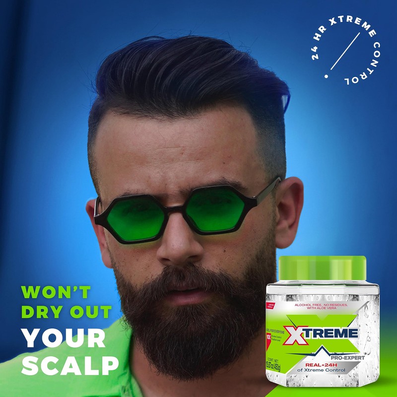 Xtreme Pro-Expert Clear Styling Hair Gel. Alcohol Free, 24-Hours Xtreme