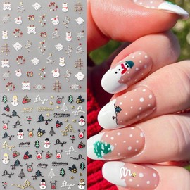 4 Sheets Christmas Nail Art Stickers Decals 3D Self-Adhesive Christmas Tree Snowflake Elk Snowman Design DIY Xmas Nail Art Stickers Decals Christmas Nail Supplies for Women Nails Art Decor