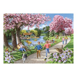 The House of Puzzles Apple Blossom Time Jigsaw - 1000 Piece Jigsaws For Adults, Artist Illustrated, Scenic Landscape, Deluxe Puzzle Gifts