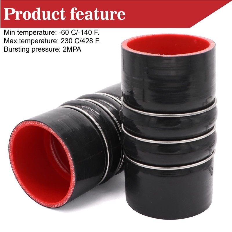 2PCS Silicone Hump Hose Charge Air Cooler,4-ply Aramid Reinforced Silicone