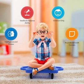 Kids Sitting Scooter Board with Universal Wheels Safety Plastic Scooter for Kids Ages 6-12 Manual Sport Scooters with Handles for Gym Class