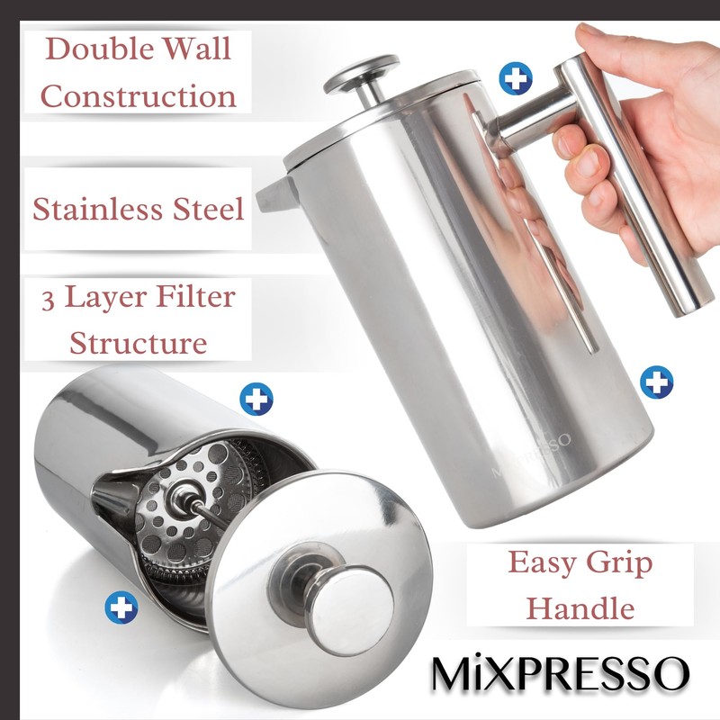 Mixpresso Stainless Steel French Press Coffee Maker 27 Oz 800
