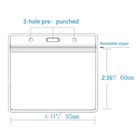 Leader Jin Extra Thick Horizontal ID Card Name Tag Badge Holder with Waterproof Type Resealable Zip (Holders, 6Packs)