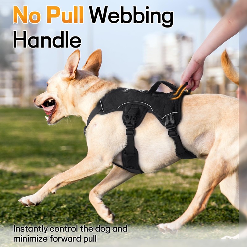 rabbitgoo Escape-Proof Dog Harness Medium with Large Handle, Anti-Pull Reflective