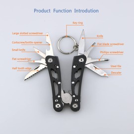 Small Multitool Pliers,Outdoor Pocket Multitools Mini Pliers,Best Gifts for Mens,Boys,Birthdays,Christmas, Friends,15 In 1 Stainless Steel Accessible Tools(Black)