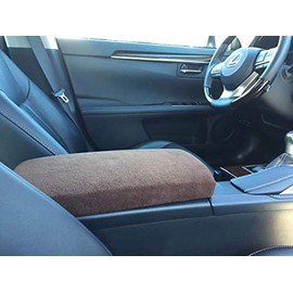 Auto Console Covers- Fits The Lexus ES 300h Series 2013-2018 Center Console Armrest Cover Fleece Fabric - Brown
