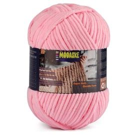 Chunky Velvet Yarn for Crocheting & Knitting, 7.05oz 262.4yd Super Soft Chenille Plush Yarn, Bulk Thick Yarns for Baby Blankets, Amigurumi, Scarves | 20 Colors(1, Pink)