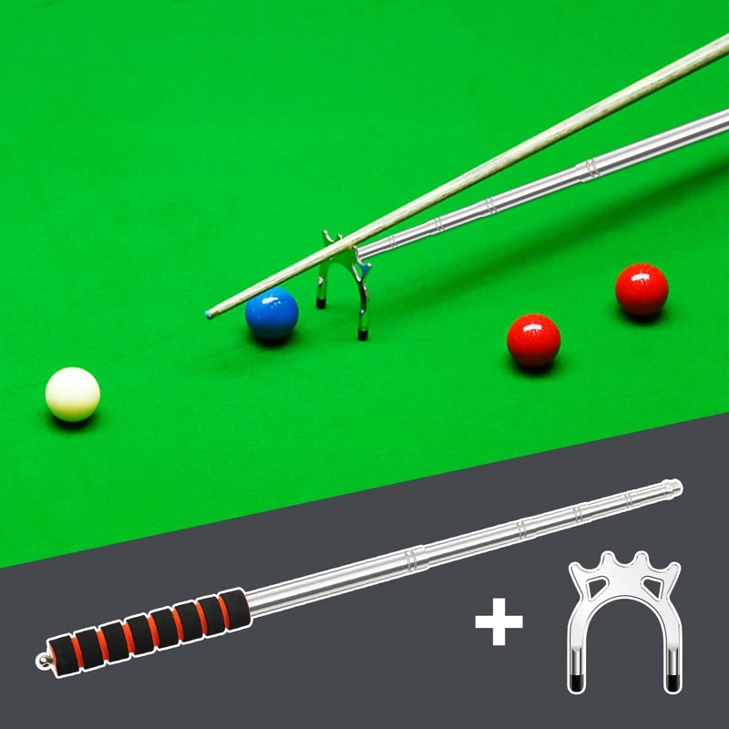 Retractable Billiards Cue Stick Bridge with 3 Pieces Removable Brass
