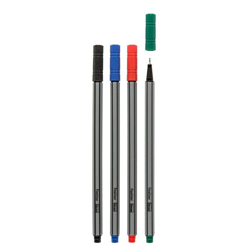 Idena 516186 Fineliner Pens Width 0.4 mm Pack of 4