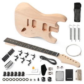 Glarry DIY Electric Guitar Kit, 6 Strings Guitar Kit with Mahogany Wood Body Maple Neck for Beginner, All Components Included Build Your Own Guitar (GST)