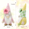 Gehydy Decorative Spring Gnome Figures, Set of 3, Flowers, Spring