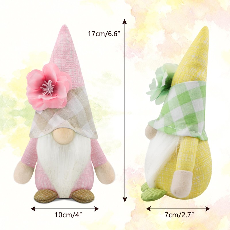 Gehydy Decorative Spring Gnome Figures, Set of 3, Flowers, Spring