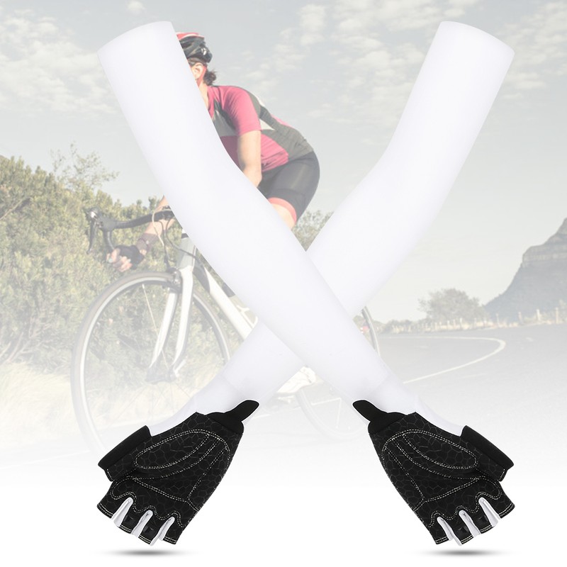 A Pair White Elastic Polyurethane Outdoor Cycling Anti Skid Sunscreen