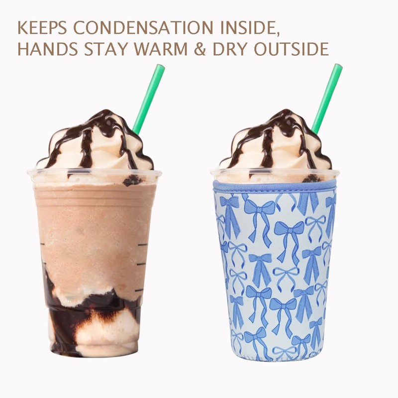 Reusable Insulated Neoprene Iced Coffee Cup Sleeve, Durable Drink Sleeve