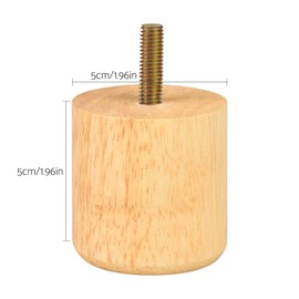 Btowin 2 inch Solid Wood Furniture Legs, 4Pcs Modern Round Wooden Bun Feet with Threaded 5/16'' Hanger Bolts & Mounting Plate & Screws for Sofa Couch Cabinet Bed