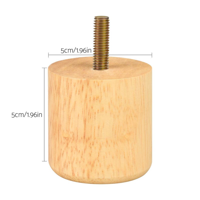 Btowin 2 inch Solid Wood Furniture Legs, 4Pcs Modern Round