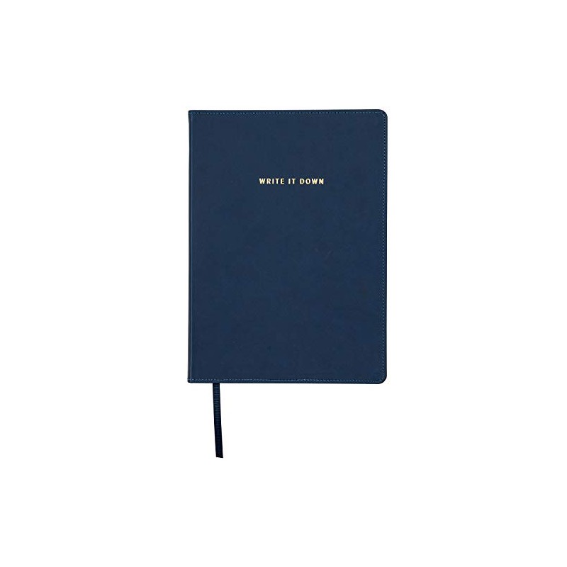 C.R. Gibson Large Navy Blue Leather Journal Notebook, 7.5'' W