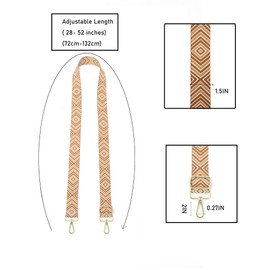 LVYOUME Crossbody Straps for Purses Silver Hardware Purse Strap Wide Shoulder Strap Adjustable Replacement,Retro Jacquard Embroidery for Shoulder Bags