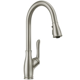 Lava Odoro Kitchen Faucet with Pull Down Sprayer, Brushed Nickel Kitchen Sink Faucet with Magnetic Docking Spray 3-Function, Brass Faucet for Kitchen Sink 1 Hole and 3 Hole with Deck Plate, KF271-BN