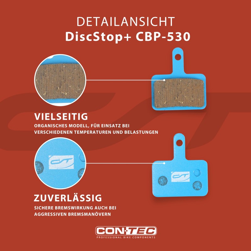 CONTEC DiscStop+ CBP-530 Organic Bicycle Disc Brake Pads Fits Many