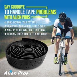 ALIEN PROS Bike Handlebar Tape Red New Model EP+ (Set of 2) - Wrap Your Bike for an Awesome Comfortable Ride - Enhance Your Bike Grip with These EVA PU Plus Bicycle Handle bar Tape, Red