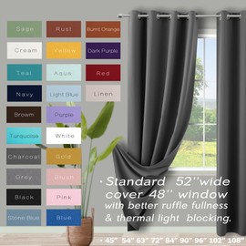 Blackout Grey Curtains for Bedroom 84 Inch Length 2 Panel Set Long Thermal Insulated Grommet 100% Light Heavy Blocking Darkening Window Drapes Black Out Curtain for Living Room Sliding Door Dark Gray
