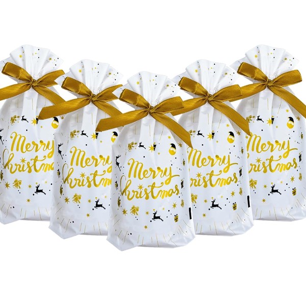 VIFOME Gold Christmas Bags,24 Pcs Gift Bags Santa Treat Bags