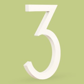 HASWARE Floating House Number 6 Inch Stylish Door Numbers Alphabet Plaque Street Home Address Numbers (3, White)