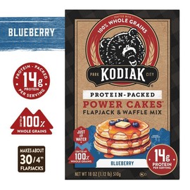 Kodiak Cakes Power Cakes, Pancake & Waffle Mix, Blueberry, High Protein,100% Whole Grains (Pack of 6)
