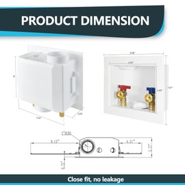 Seelink Washing Machine Outlet Box, Center Drain/Side Drain, 1/2 Inch Pex Crimp Inlet x 3/4 Inch MHT Outlet Connection, Laundry Washer Valve Outlet Box