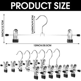Weysat 100 Pack Pant Hangers with Clips Adjustable Metal Pants Skirt Hangers Bulk for Space Saving Heavy Duty for Clothes Jeans Closet Organizer, Silver and Black