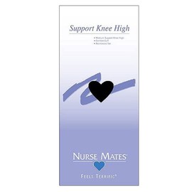 Nurse Mates Support Knee Highs Hose, Black, A/B, 2 Pair