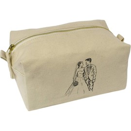 'Wedding Couple' Canvas Wash Bag/Makeup Case (CS00039227)
