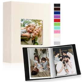 Ywlake Photo Album 10 x 15 100 2 Packs Small Mini Leather Slip-in Album for Portrait Photos Pictures Beige