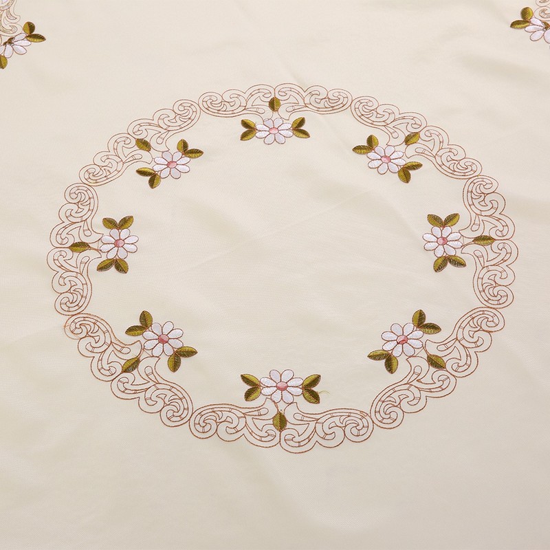 Round Red Floral Flower Embroidered Table Runner Tablecloth Cutwork Table