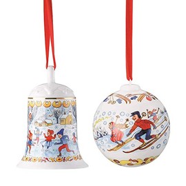 Hutschenreuther Christbaumanhänger Set 2018 Porzellankugel und Porzellanglocke 02252-722984-27940 + 02250-722822-27920