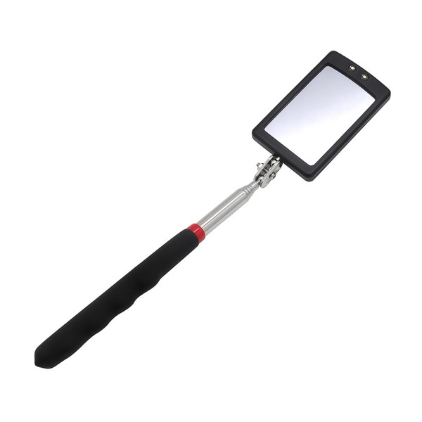 Coollooda Telescopic Inspection Mirror, Telescopic Inspection Mirror with LED Light, Angle Adjustment, Inspection Mirror, Car Inspection Mirror, Easy and Convenient for Construction, Inspection and