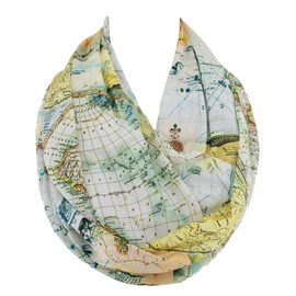Etwoa's Histórico Mapa del Mundo Infinito Bufanda Circular Bufanda Bucle Bufanda, Azul / Patchwork, L