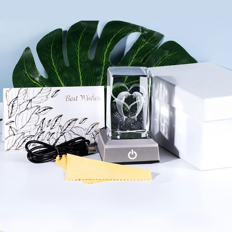 Kertari K9 Crystal Dolphin, 3D, LED Bedside Light, Stylish, Interior,