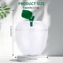 TABGACH Large Clear Apple Container Jar,Apple Shaped Candy Jar Back To School Teacher Appreciation Gift Idea,Plastic Apple Decor Classroom Wedding Party,Valentines Day Gift to Friend,Family(17 OZ)