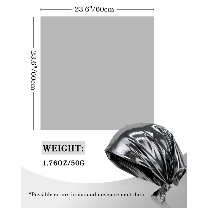 JENSVOIR Head Scarf for Women - Glossy Silver Metallic Shiny