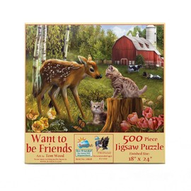 SUNSOUT INC - Want to be Friends - 500 pc Jigsaw Puzzle by Artist: Tom Wood - Finished Size 18" x 24" - MPN# 28618