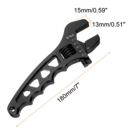 sourcing map Adjustable Wrench 7" AN3-AN16 Aluminum Alloy Plumbers Wrench Set with Hexagonal Jaw for an Hose Fitting Adapter End and Plumbing Repairs, Black