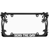 Seas The Day Palm Tree Design Chrome Metal Auto License