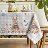 Horaldaily Easter Tablecloth 60x120 Inch, Spring Flower Buffalo Plaid Bunny